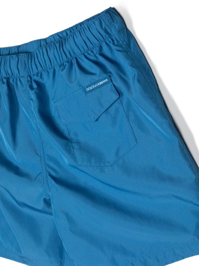 DOLCE & GABBANA KIDS Logo Embossed Shorts Blue - MAISONDEFASHION.COM