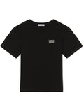DOLCE & GABBANA KIDS Logo-plaque Cotton T-shirt Black - MAISONDEFASHION.COM