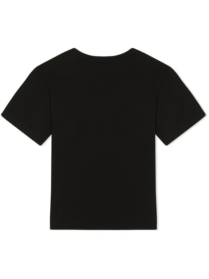 DOLCE & GABBANA KIDS Logo-plaque Cotton T-shirt Black - MAISONDEFASHION.COM