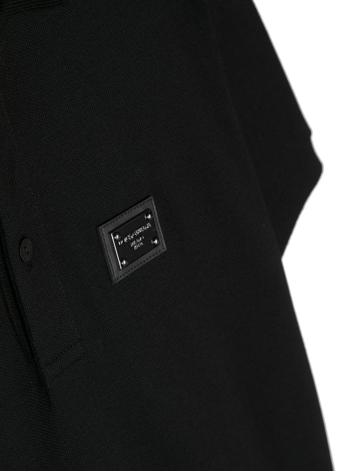 DOLCE & GABBANA KIDS Logo Plaque Polo Shirts Black - MAISONDEFASHION.COM