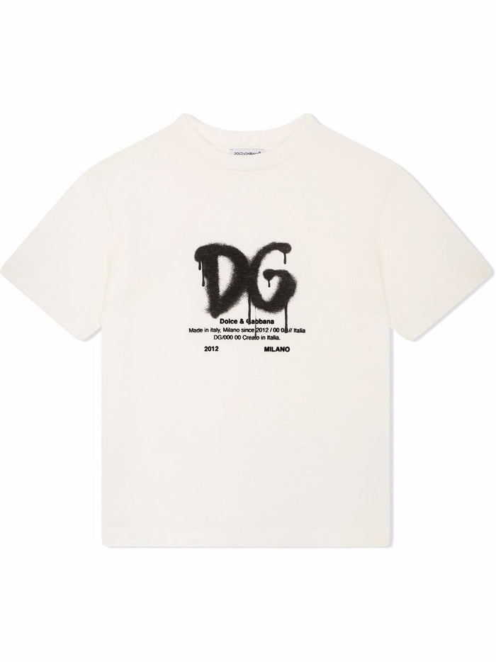 DOLCE & GABBANA KIDS Logo-print cotton T-shirt White - MAISONDEFASHION.COM