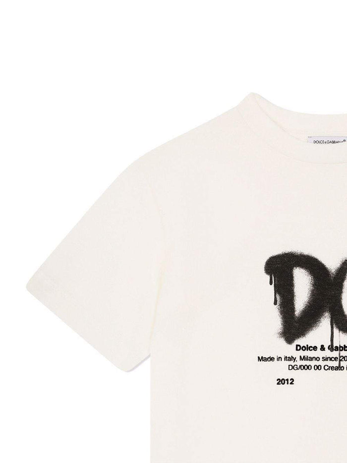 DOLCE & GABBANA KIDS Logo-print cotton T-shirt White - MAISONDEFASHION.COM