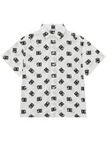 DOLCE & GABBANA KIDS Logo-print Short-sleeved Shirt White/Black - MAISONDEFASHION.COM
