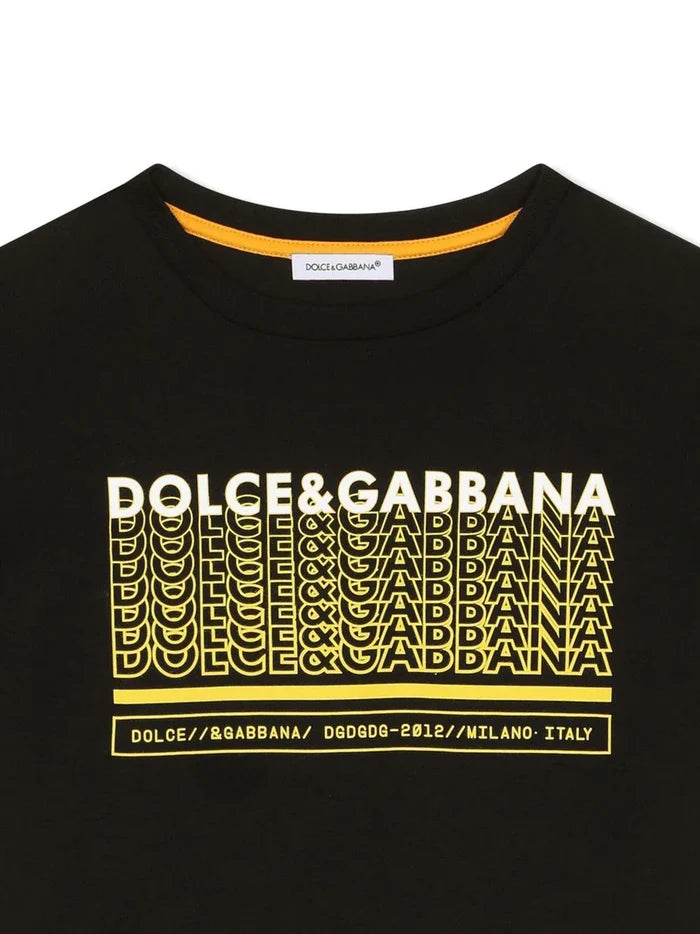 DOLCE & GABBANA KIDS Logo-print T-shirt Black - MAISONDEFASHION.COM