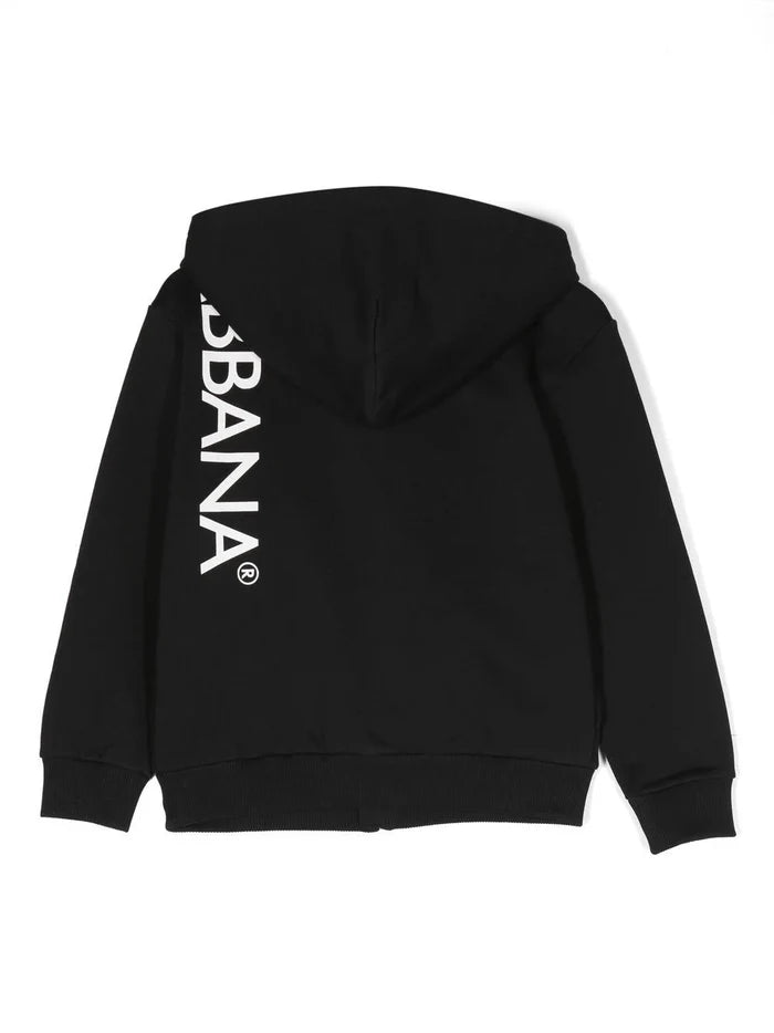 DOLCE & GABBANA KIDS Zip-up Hoodie Black - MAISONDEFASHION.COM
