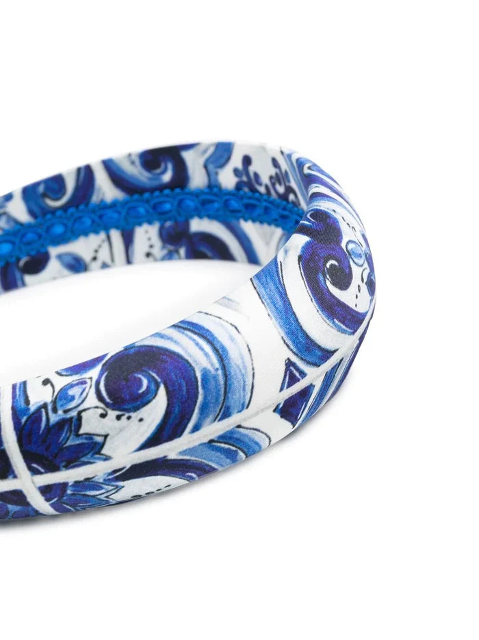 DOLCE & GABBANA KIDS Paisley-embroidered Hairband Blue - MAISONDEFASHION.COM