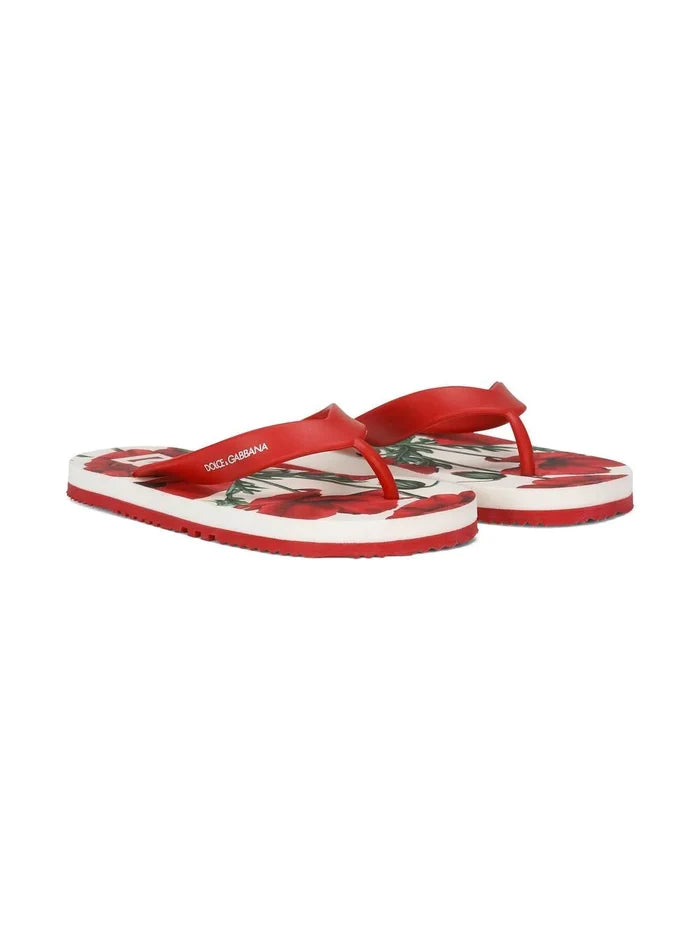 DOLCE & GABBANA KIDS Poppy-print Flip Flops Multicolour - MAISONDEFASHION.COM