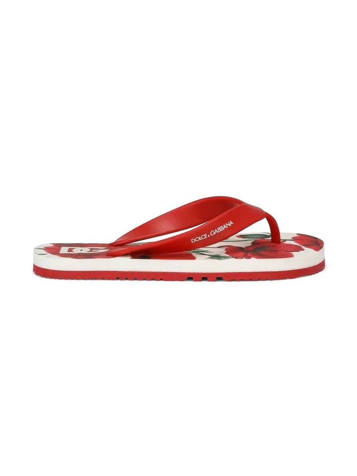 DOLCE & GABBANA KIDS Poppy-print Flip Flops Multicolour - MAISONDEFASHION.COM