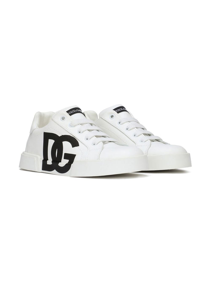 DOLCE & GABBANA KIDS Portofino Low-top Leather Sneakers White - MAISONDEFASHION.COM
