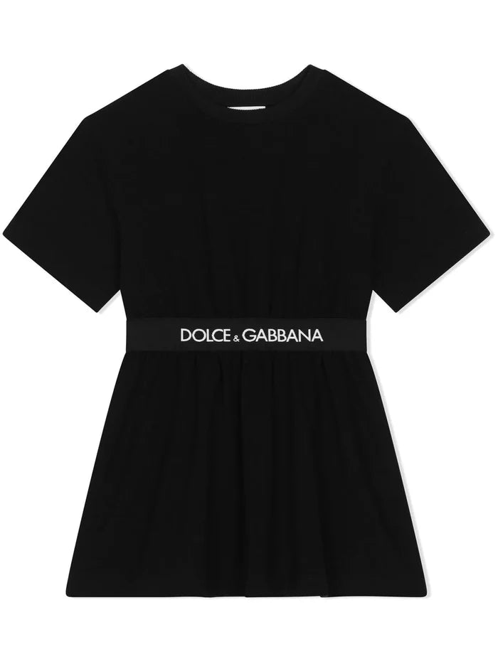 DOLCE & GABBANA KIDS Short-sleeved T-shirt Dress Black - MAISONDEFASHION.COM