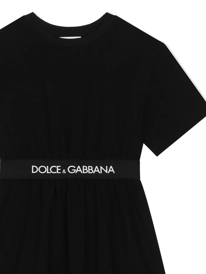 DOLCE & GABBANA KIDS Short-sleeved T-shirt Dress Black - MAISONDEFASHION.COM