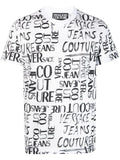 VERSACE MEN Doodle Logo Print T-Shirt White/Black - MAISONDEFASHION.COM