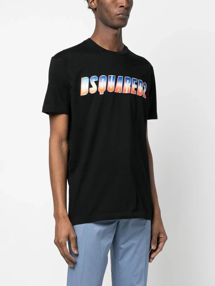 DSQUARED2 3D Graphic Print Cool T-Shirt Black - MAISONDEFASHION.COM