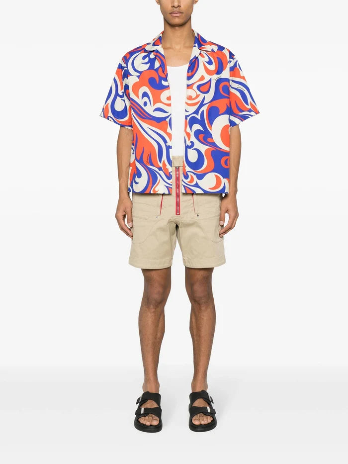 DSQUARED2 Abstract Print Poplin Texture Shirt Multicolour - MAISONDEFASHION.COM