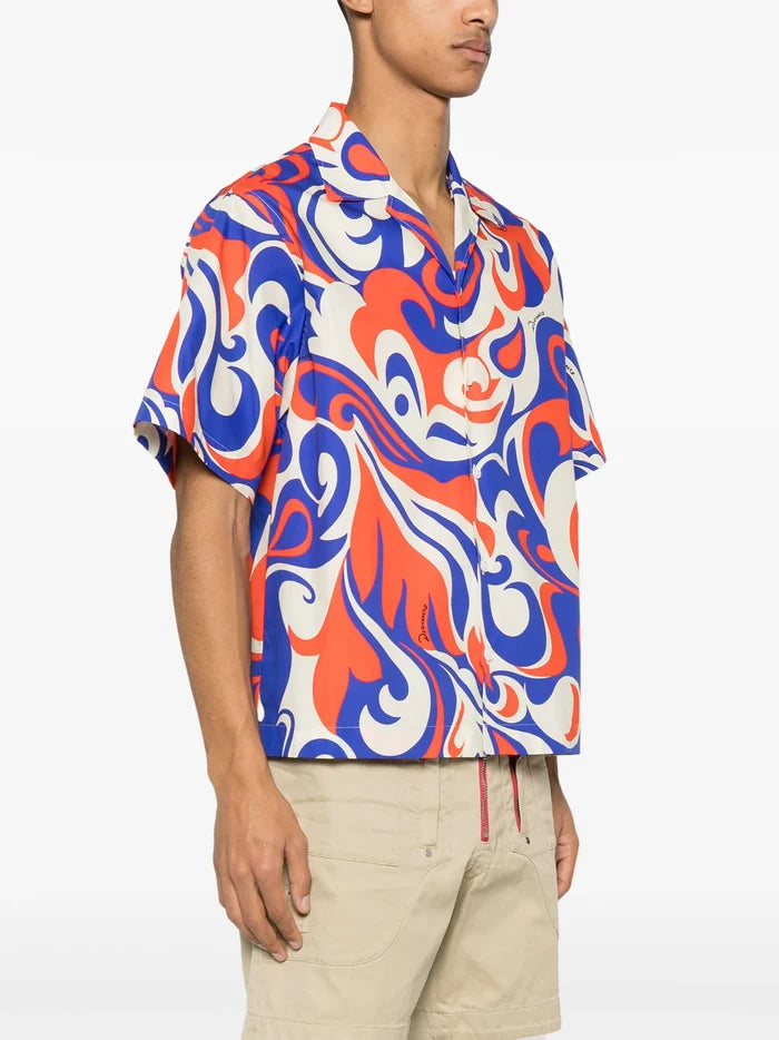 DSQUARED2 Abstract Print Poplin Texture Shirt Multicolour - MAISONDEFASHION.COM