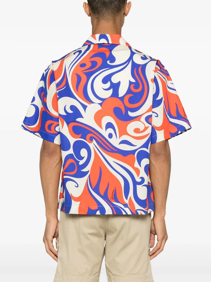 DSQUARED2 Abstract Print Poplin Texture Shirt Multicolour - MAISONDEFASHION.COM