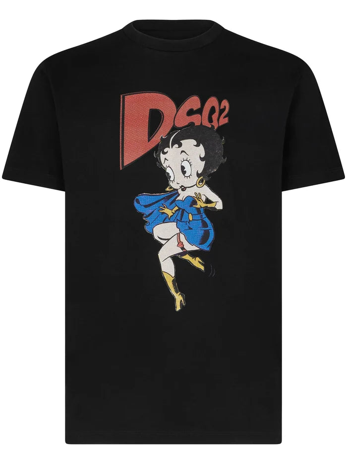 DSQUARED2 Betty Boop Cool Fit Cotton T-shirt Black - MAISONDEFASHION.COM