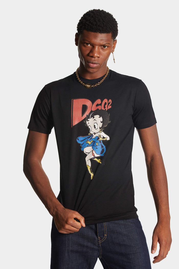 DSQUARED2 Betty Boop Cool Fit Cotton T-shirt Black - MAISONDEFASHION.COM