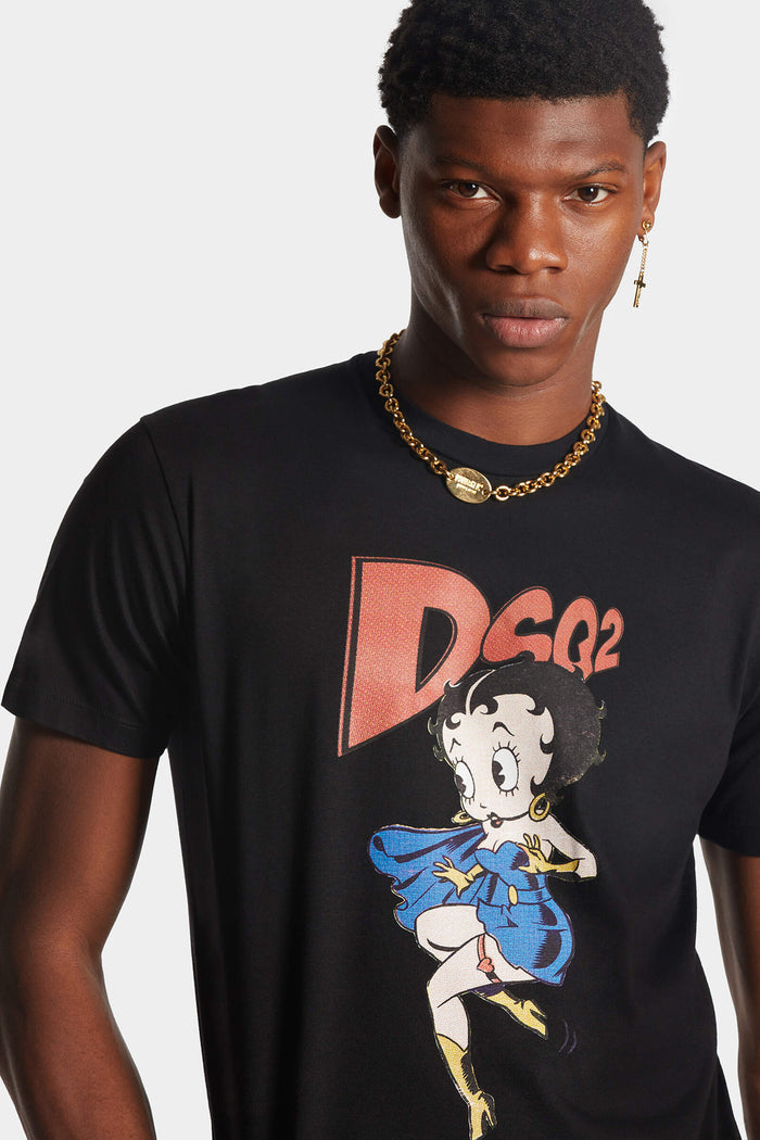 DSQUARED2 Betty Boop Cool Fit Cotton T-shirt Black - MAISONDEFASHION.COM