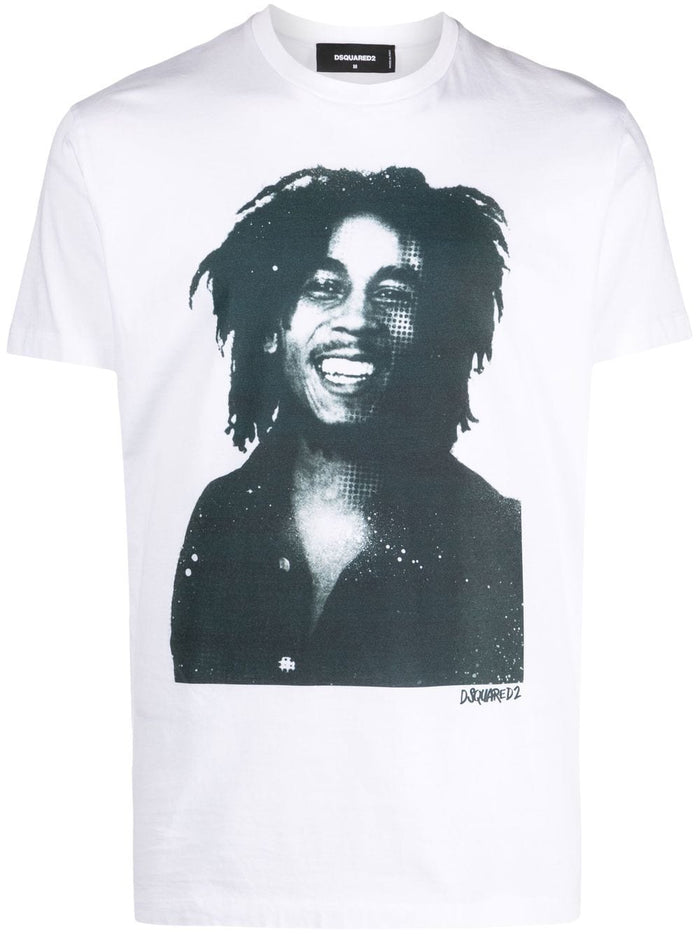 DSQUARED2 Bob Marley Print T-shirt White - MAISONDEFASHION.COM