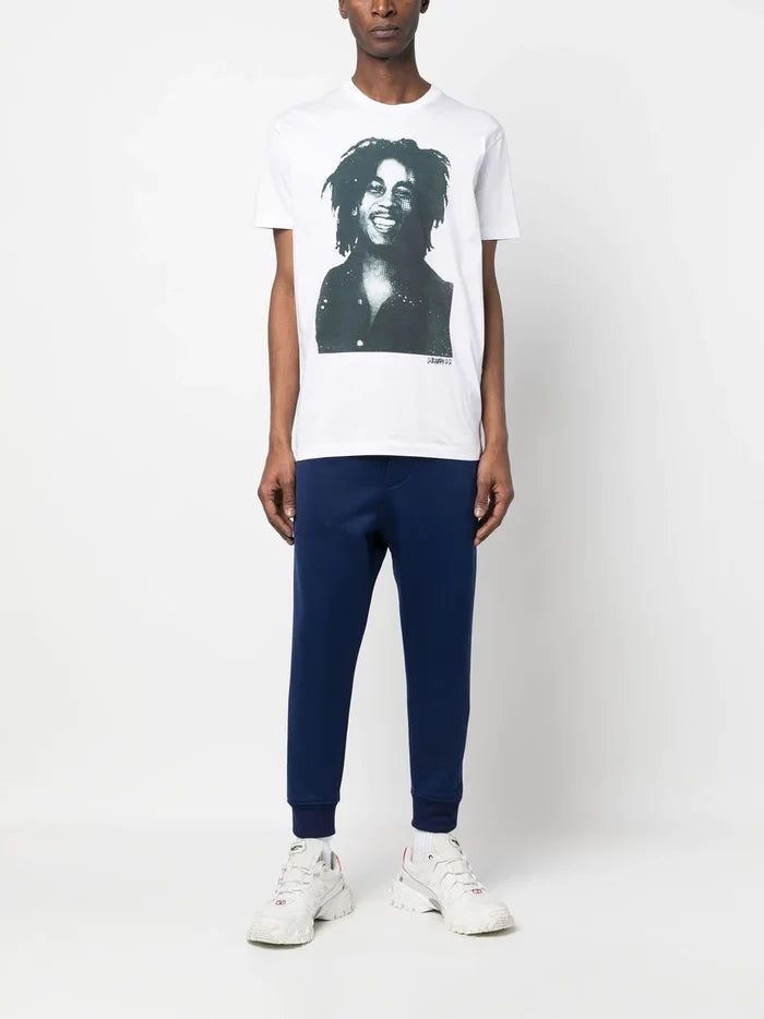 DSQUARED2 Bob Marley Print T-shirt White - MAISONDEFASHION.COM
