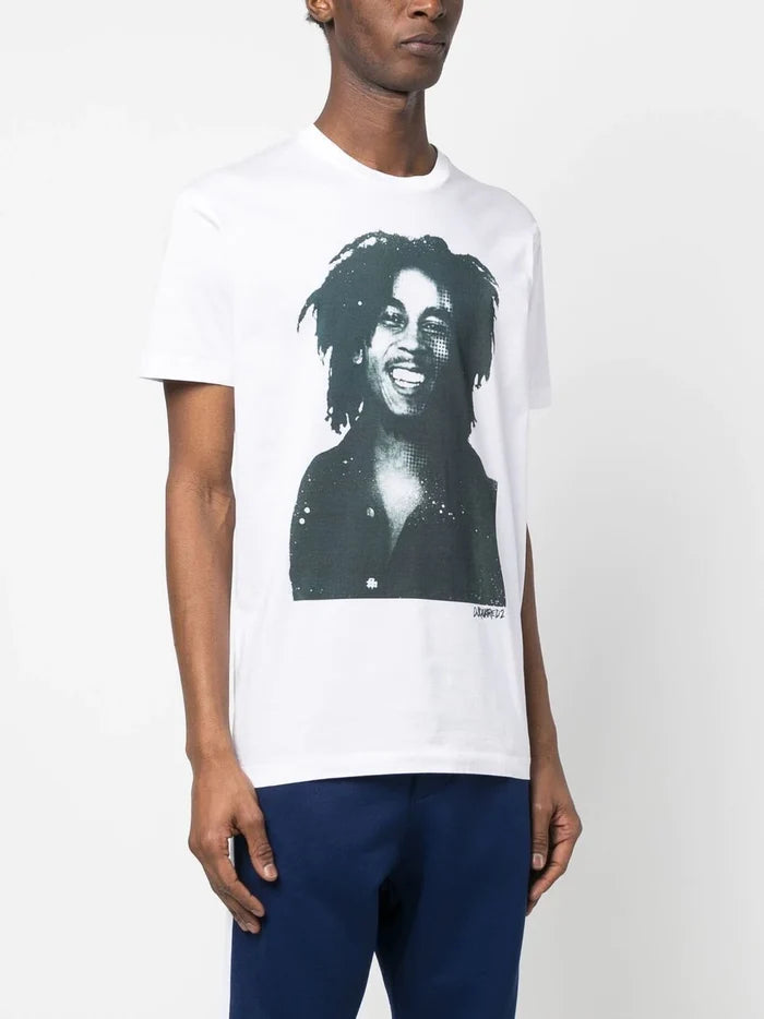 DSQUARED2 Bob Marley Print T-shirt White - MAISONDEFASHION.COM