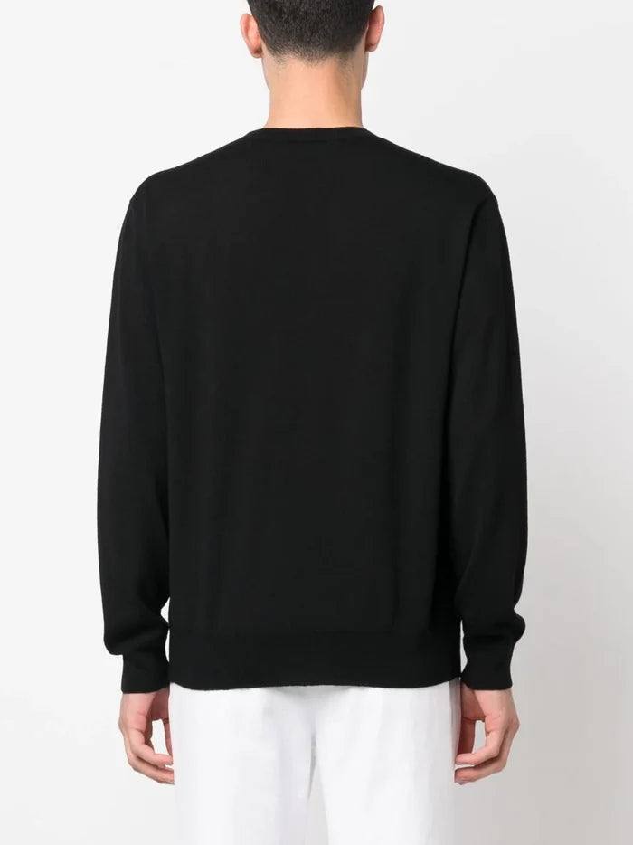 DSQUARED2 D2 Leaf Knitted Crewneck Sweatshirt Black - MAISONDEFASHION.COM