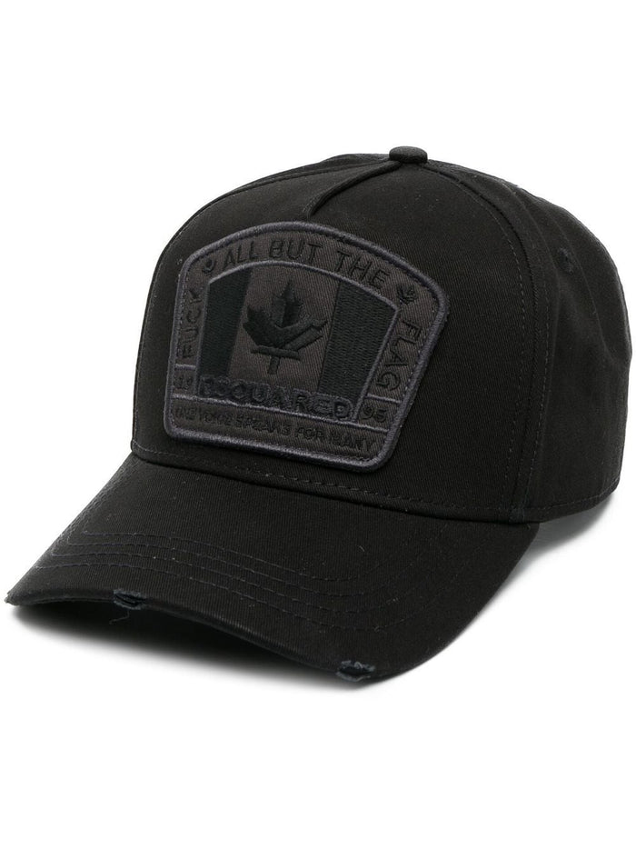 DSQUARED2 D2 Patch Cap Black/Black - MAISONDEFASHION.COM