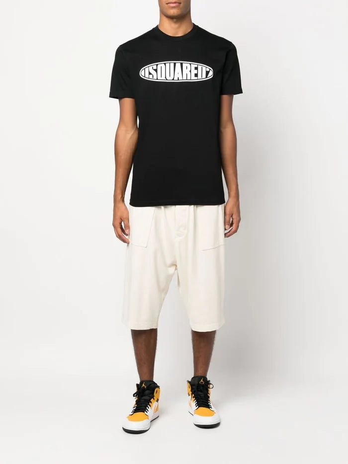 DSQUARED2 D2 Surf Board Logo T-Shirt Black - MAISONDEFASHION.COM