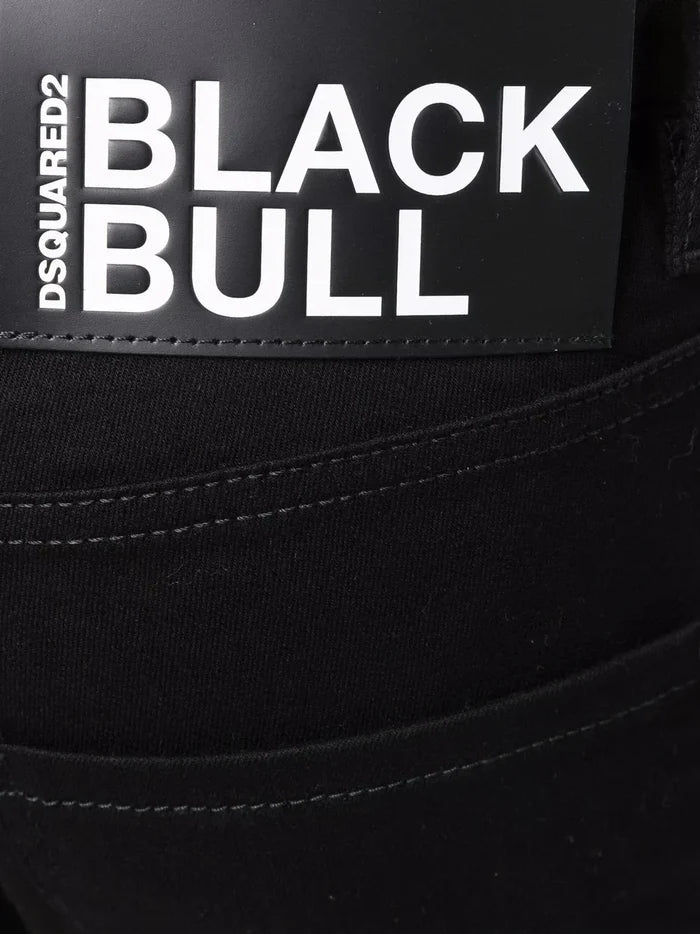 DSQUARED2 Distressed Logo Patch Skinny Jeans Black - MAISONDEFASHION.COM