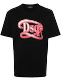 DSQUARED2 DSQ2 Regular Fit Cotton T-shirt Black - MAISONDEFASHION.COM