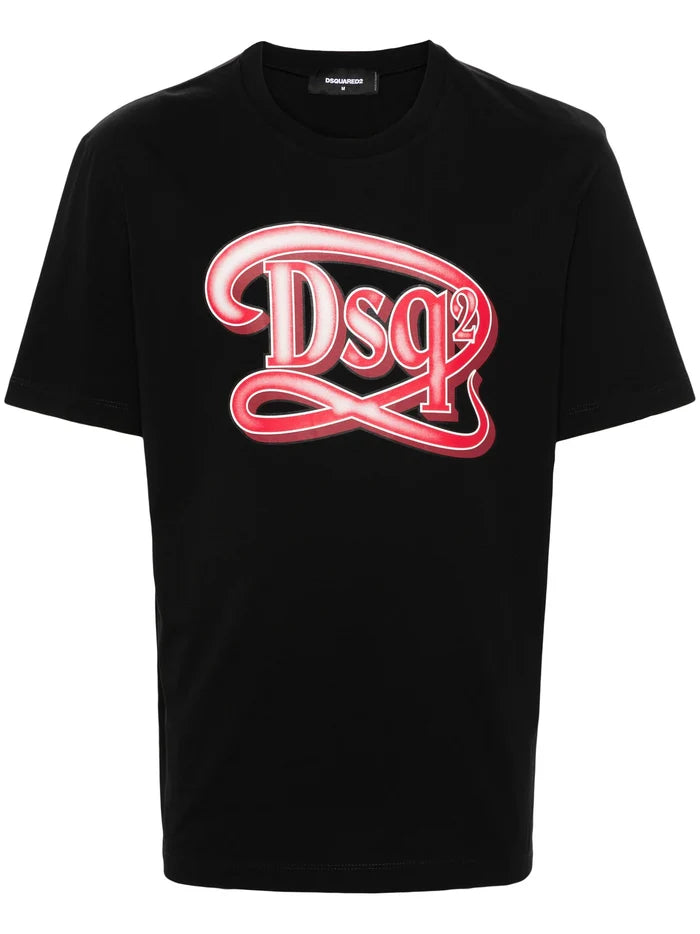 DSQUARED2 DSQ2 Regular Fit Cotton T-shirt Black - MAISONDEFASHION.COM
