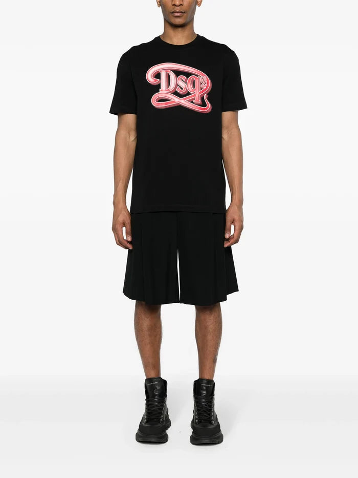 DSQUARED2 DSQ2 Regular Fit Cotton T-shirt Black - MAISONDEFASHION.COM