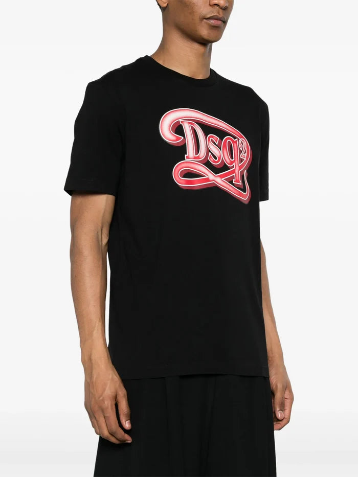 DSQUARED2 DSQ2 Regular Fit Cotton T-shirt Black - MAISONDEFASHION.COM