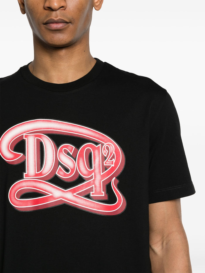 DSQUARED2 DSQ2 Regular Fit Cotton T-shirt Black - MAISONDEFASHION.COM