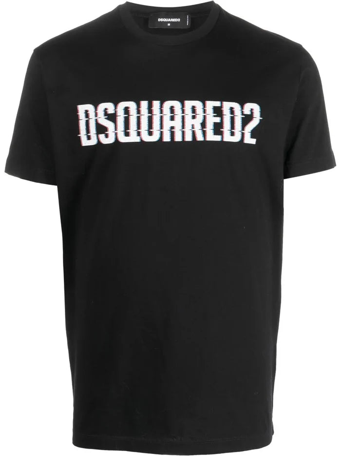 DSQUARED2 Glitch Logo Cool T-Shirt Black - MAISONDEFASHION.COM