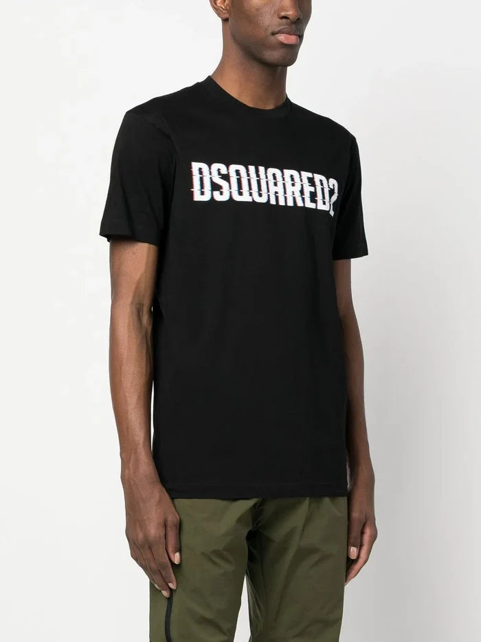 DSQUARED2 Glitch Logo Cool T-Shirt Black - MAISONDEFASHION.COM