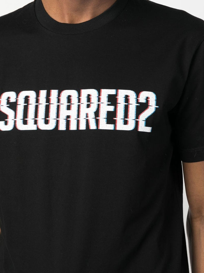 DSQUARED2 Glitch Logo Cool T-Shirt Black - MAISONDEFASHION.COM