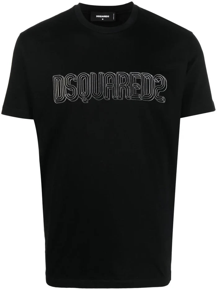 DSQUARED2 Graphic Print Cool 3D effect T-Shirt Black - MAISONDEFASHION.COM