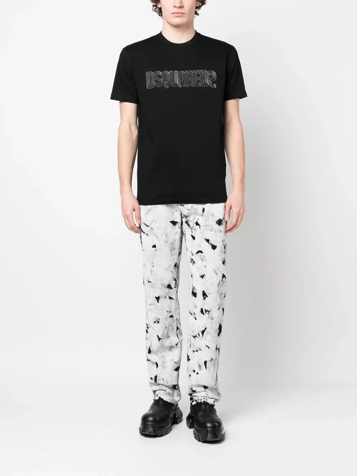 DSQUARED2 Graphic Print Cool 3D effect T-Shirt Black - MAISONDEFASHION.COM