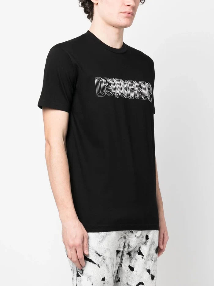 DSQUARED2 Graphic Print Cool 3D effect T-Shirt Black - MAISONDEFASHION.COM