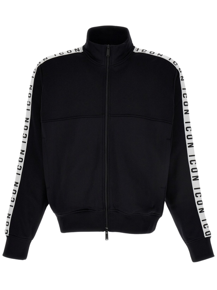 DSQUARED2 Icon Dean Sport Zipped Sweatshirt Black/White - MAISONDEFASHION.COM