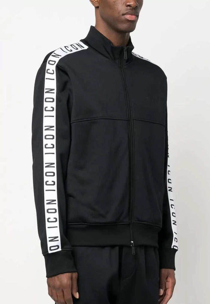 DSQUARED2 Icon Dean Sport Zipped Sweatshirt Black/White - MAISONDEFASHION.COM