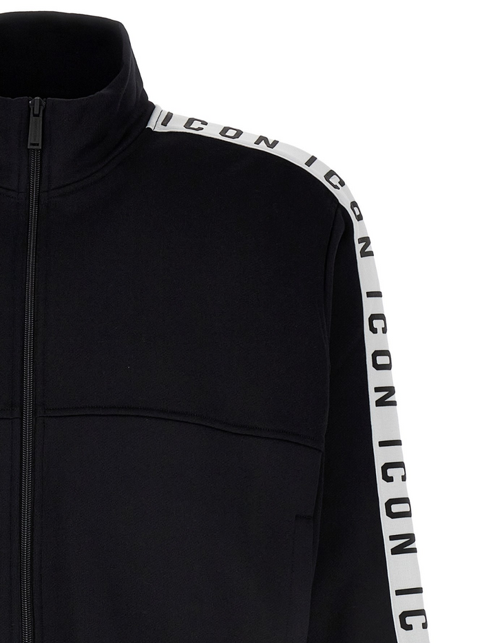 DSQUARED2 Icon Dean Sport Zipped Sweatshirt Black/White - MAISONDEFASHION.COM