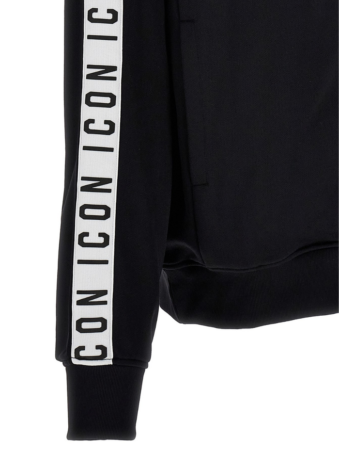 DSQUARED2 Icon Dean Sport Zipped Sweatshirt Black/White - MAISONDEFASHION.COM