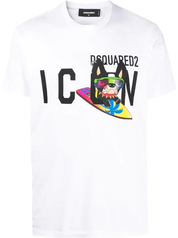DSQUARED2 Icon Dog T-shirt White - MAISONDEFASHION.COM