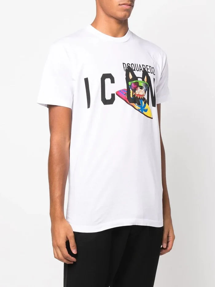 DSQUARED2 Icon Dog T-shirt White - MAISONDEFASHION.COM