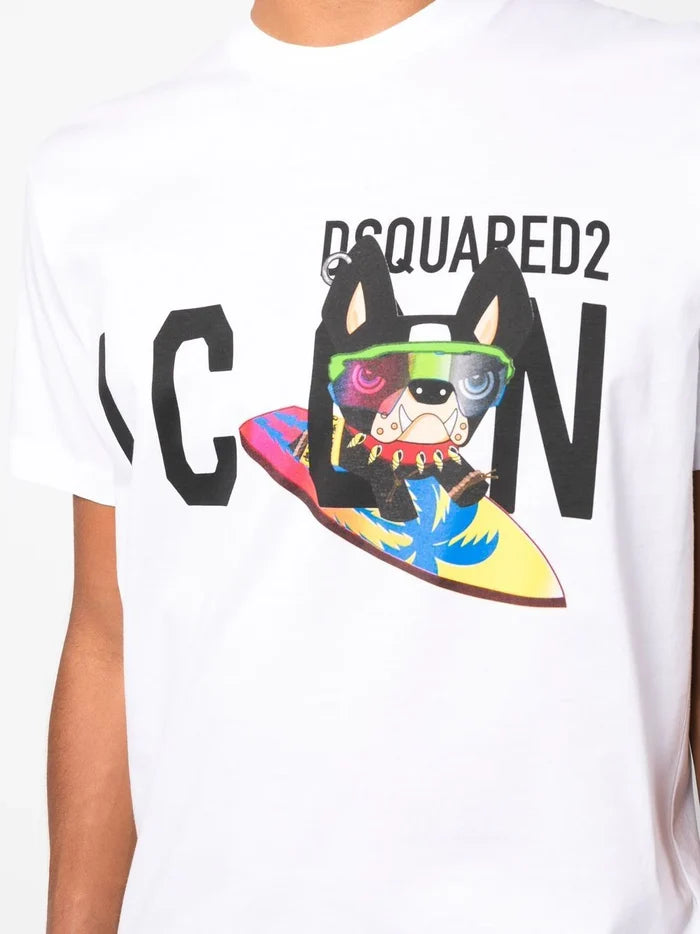 DSQUARED2 Icon Dog T-shirt White - MAISONDEFASHION.COM