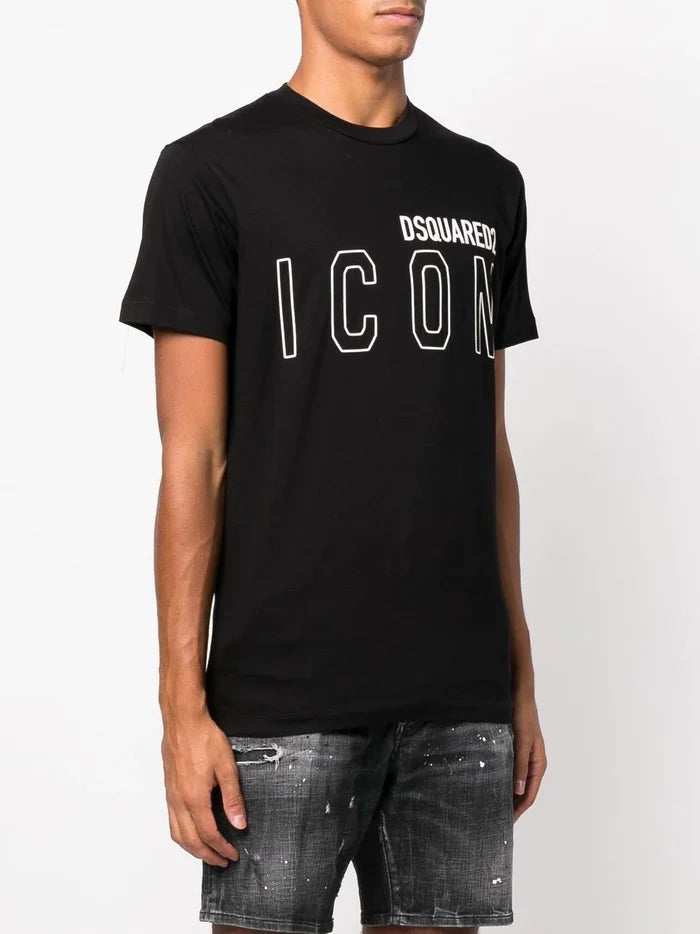 DSQUARED2 Icon Outline T-shirt Black/White - MAISONDEFASHION.COM