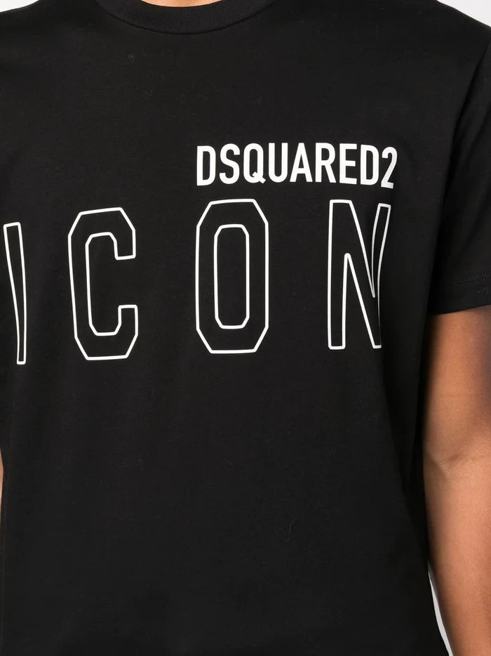 DSQUARED2 Icon Outline T-shirt Black/White - MAISONDEFASHION.COM